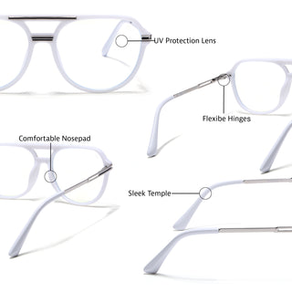 EyeJack Titex White Wayfarer Eyeglasses for Men & Women (18902CL347-C11)