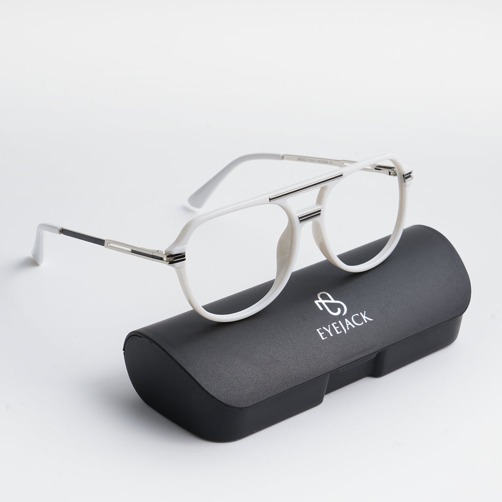 EyeJack Titex White Wayfarer Eyeglasses for Men & Women (18902CL347-C1 ...