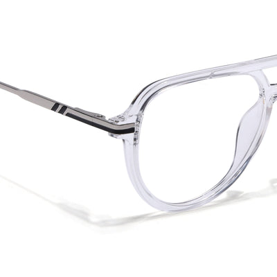 EyeJack Titex Transparent & Silver Wayfarer Eyeglasses for Men & Women (18903CL354-C7)