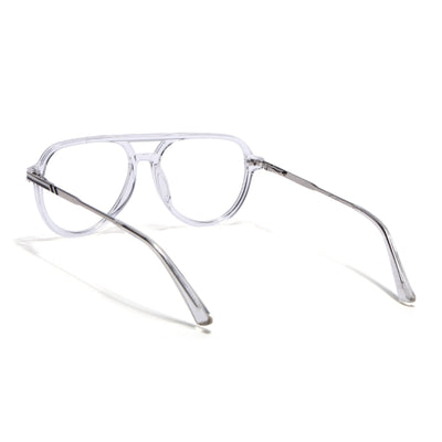 EyeJack Titex Transparent & Silver Wayfarer Eyeglasses for Men & Women (18903CL354-C7)