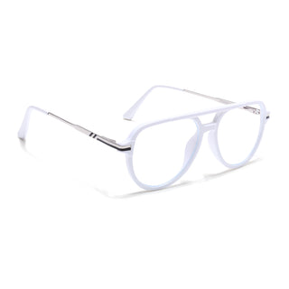 EyeJack Titex White & Silver Wayfarer Eyeglasses for Men & Women (18903CL355-C8)
