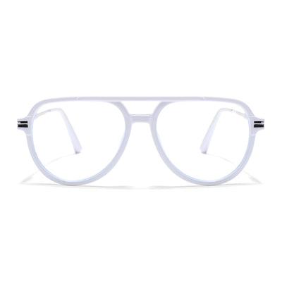 EyeJack Titex White & Silver Wayfarer Eyeglasses for Men & Women (18903CL355-C8)