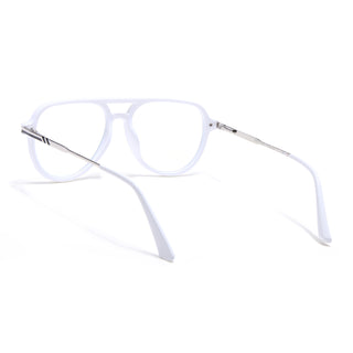 EyeJack Titex White & Silver Wayfarer Eyeglasses for Men & Women (18903CL355-C8)