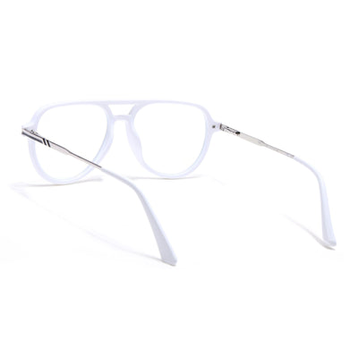 EyeJack Titex White & Silver Wayfarer Eyeglasses for Men & Women (18903CL355-C8)