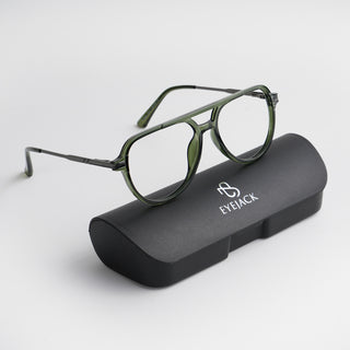 EyeJack Titex Green & Grey Wayfarer Eyeglasses for Men & Women (18903CL356-C9)