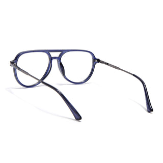 EyeJack Titex Blue & Silver Wayfarer Eyeglasses for Men & Women (18903CL357-C10)
