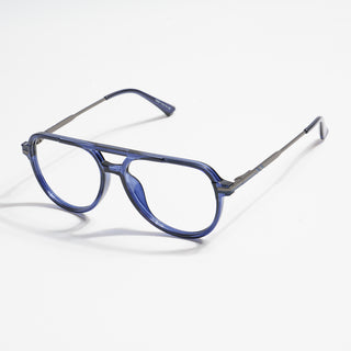 EyeJack Titex Blue & Silver Wayfarer Eyeglasses for Men & Women (18903CL357-C10)