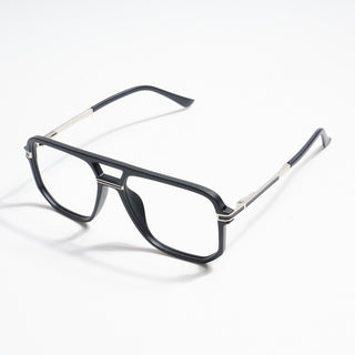 EyeJack Titex Matt Black & Silver Wayfarer Eyeglasses for Men & Women (18904CL270-C1)