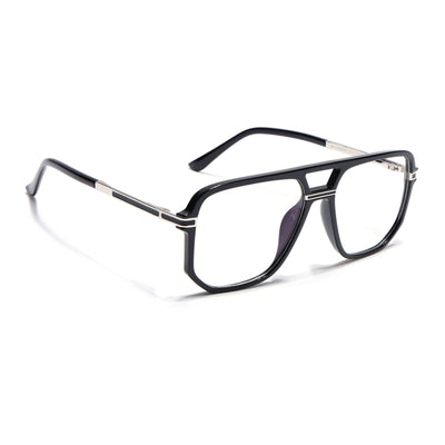 EyeJack Titex Shine Black & Silver Wayfarer Eyeglasses for Men & Women (18904CL271-C2)