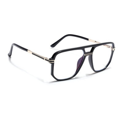 EyeJack Titex Shine Black & Golden Wayfarer Eyeglasses for Men & Women (18904CL272-C3)
