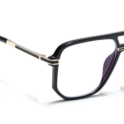 EyeJack Titex Shine Black & Golden Wayfarer Eyeglasses for Men & Women (18904CL272-C3)