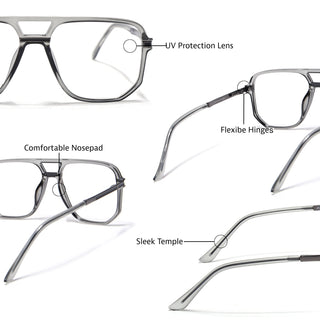 EyeJack Titex Shine Grey Wayfarer Eyeglasses for Men & Women (18904CL274-C5)