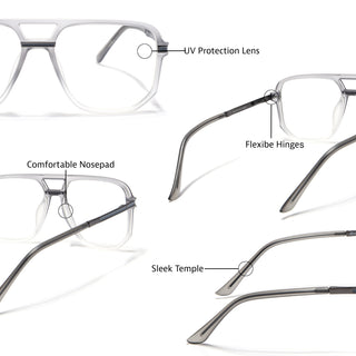 EyeJack Titex Matt Grey Wayfarer Eyeglasses for Men & Women (18904CL275-C6)