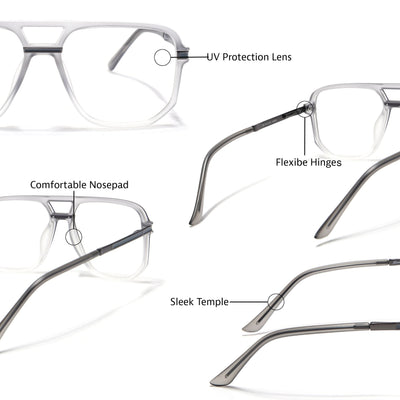 EyeJack Titex Matt Grey Wayfarer Eyeglasses for Men & Women (18904CL275-C6)