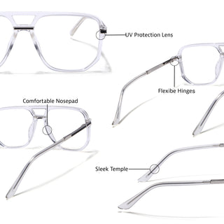 EyeJack Titex Transparent Wayfarer Eyeglasses for Men & Women (18904CL276-C7)