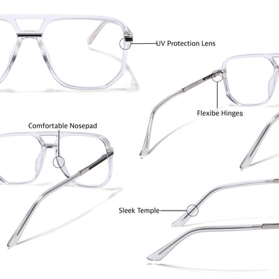 EyeJack Titex Transparent Wayfarer Eyeglasses for Men & Women (18904CL276-C7)