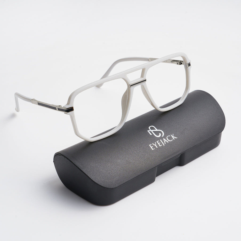 EyeJack Titex White Wayfarer Eyeglasses for Men & Women (18904CL277-C8 ...