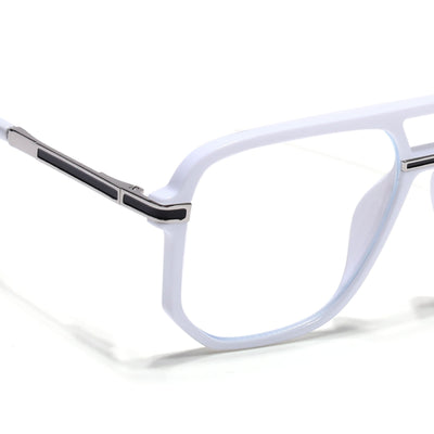 EyeJack Titex White Wayfarer Eyeglasses for Men & Women (18904CL277-C8)