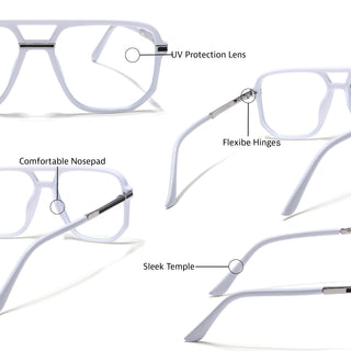 EyeJack Titex White Wayfarer Eyeglasses for Men & Women (18904CL277-C8)