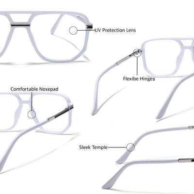 EyeJack Titex White Wayfarer Eyeglasses for Men & Women (18904CL277-C8)