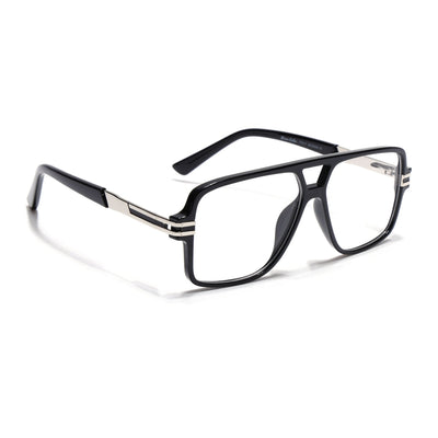 EyeJack Titex Shine Black & Silver Wayfarer Eyeglasses for Men & Women (18905CL282-C2)