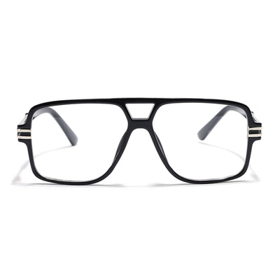 EyeJack Titex Shine Black & Silver Wayfarer Eyeglasses for Men & Women (18905CL282-C2)