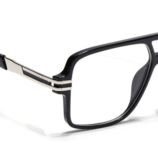 EyeJack Titex Shine Black & Silver Wayfarer Eyeglasses for Men & Women (18905CL282-C2)