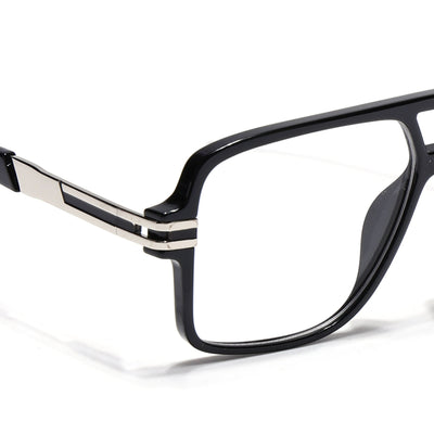 EyeJack Titex Shine Black & Silver Wayfarer Eyeglasses for Men & Women (18905CL282-C2)