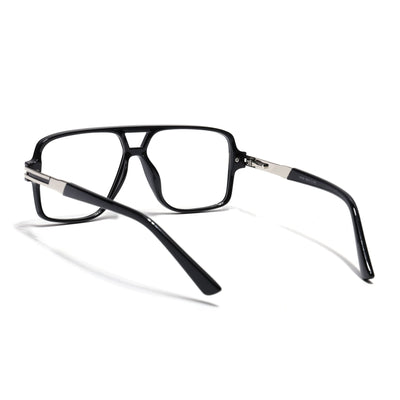 EyeJack Titex Shine Black & Silver Wayfarer Eyeglasses for Men & Women (18905CL282-C2)