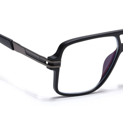 EyeJack Titex Matt Black & Grey Wayfarer Eyeglasses for Men & Women (18905CL284-C4)