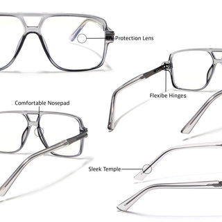 EyeJack Titex Shine Grey Wayfarer Eyeglasses for Men & Women (18905CL285-C5)