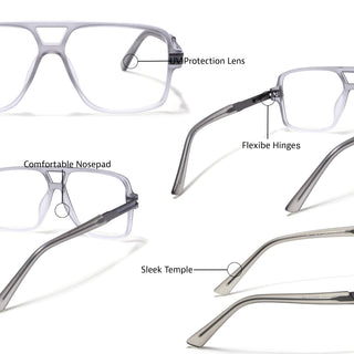 EyeJack Titex Matt Grey Wayfarer Eyeglasses for Men & Women (18905CL286-C6)