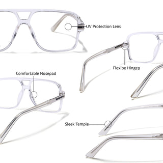 EyeJack Titex Transparent Wayfarer Eyeglasses for Men & Women (18905CL287-C7)