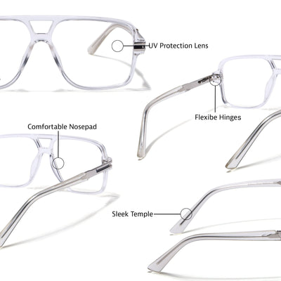 EyeJack Titex Transparent Wayfarer Eyeglasses for Men & Women (18905CL287-C7)