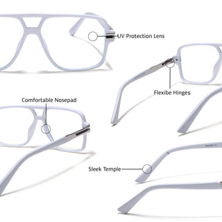 EyeJack Titex White Wayfarer Eyeglasses for Men & Women (18905CL288-C8)
