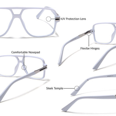 EyeJack Titex White Wayfarer Eyeglasses for Men & Women (18905CL288-C8)