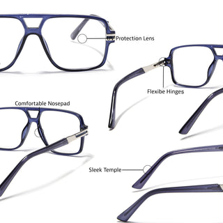 EyeJack Titex Blue Wayfarer Eyeglasses for Men & Women (18905CL290-C10)