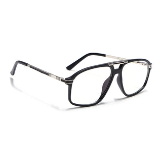 EyeJack Titex Matt Black & Silver Aviator Eyeglasses for Men & Women (18906CL292-C1)
