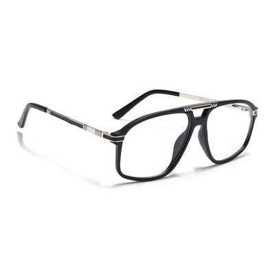 EyeJack Titex Matt Black & Silver Aviator Eyeglasses for Men & Women (18906CL292-C1)