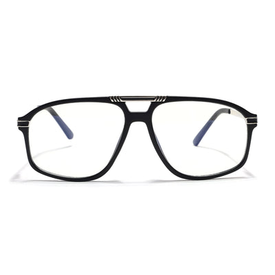 EyeJack Titex Matt Black & Silver Aviator Eyeglasses for Men & Women (18906CL292-C1)