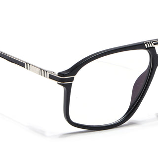 EyeJack Titex Matt Black & Silver Aviator Eyeglasses for Men & Women (18906CL292-C1)