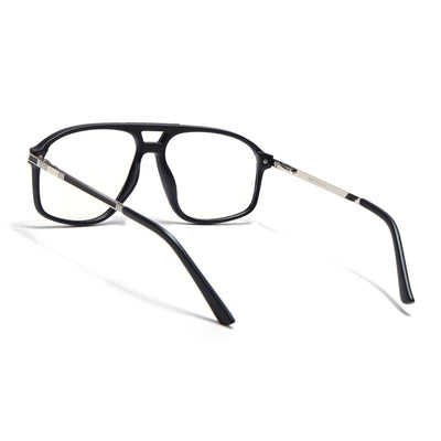 EyeJack Titex Matt Black & Silver Aviator Eyeglasses for Men & Women (18906CL292-C1)