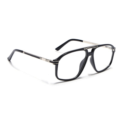 EyeJack Titex Shine Black & Silver Aviator Eyeglasses for Men & Women (18906CL293-C2)
