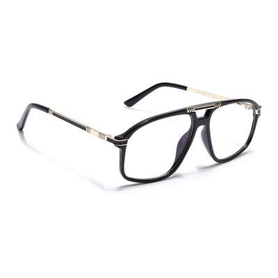 EyeJack Titex Shine Black & Golden Aviator Eyeglasses for Men & Women (18906CL294-C3)