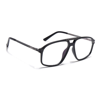 EyeJack Titex Matt Black & Grey Aviator Eyeglasses for Men & Women (18906CL295-C4)