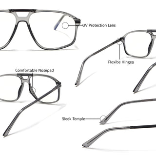 EyeJack Titex Shine Grey Aviator Eyeglasses for Men & Women (18906CL296-C5)