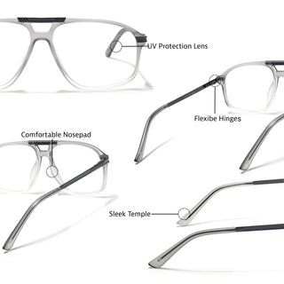 EyeJack Titex Matt Grey Aviator Eyeglasses for Men & Women (18906CL297-C6)