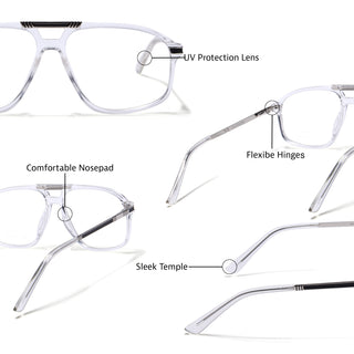 EyeJack Titex Transparent Aviator Eyeglasses for Men & Women (18906CL298-C7)
