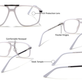 EyeJack Titex White Aviator Eyeglasses for Men & Women (18906CL299-C8)