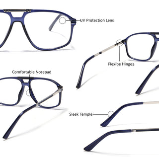 EyeJack Titex Blue Aviator Eyeglasses for Men & Women (18906CL301-C10)
